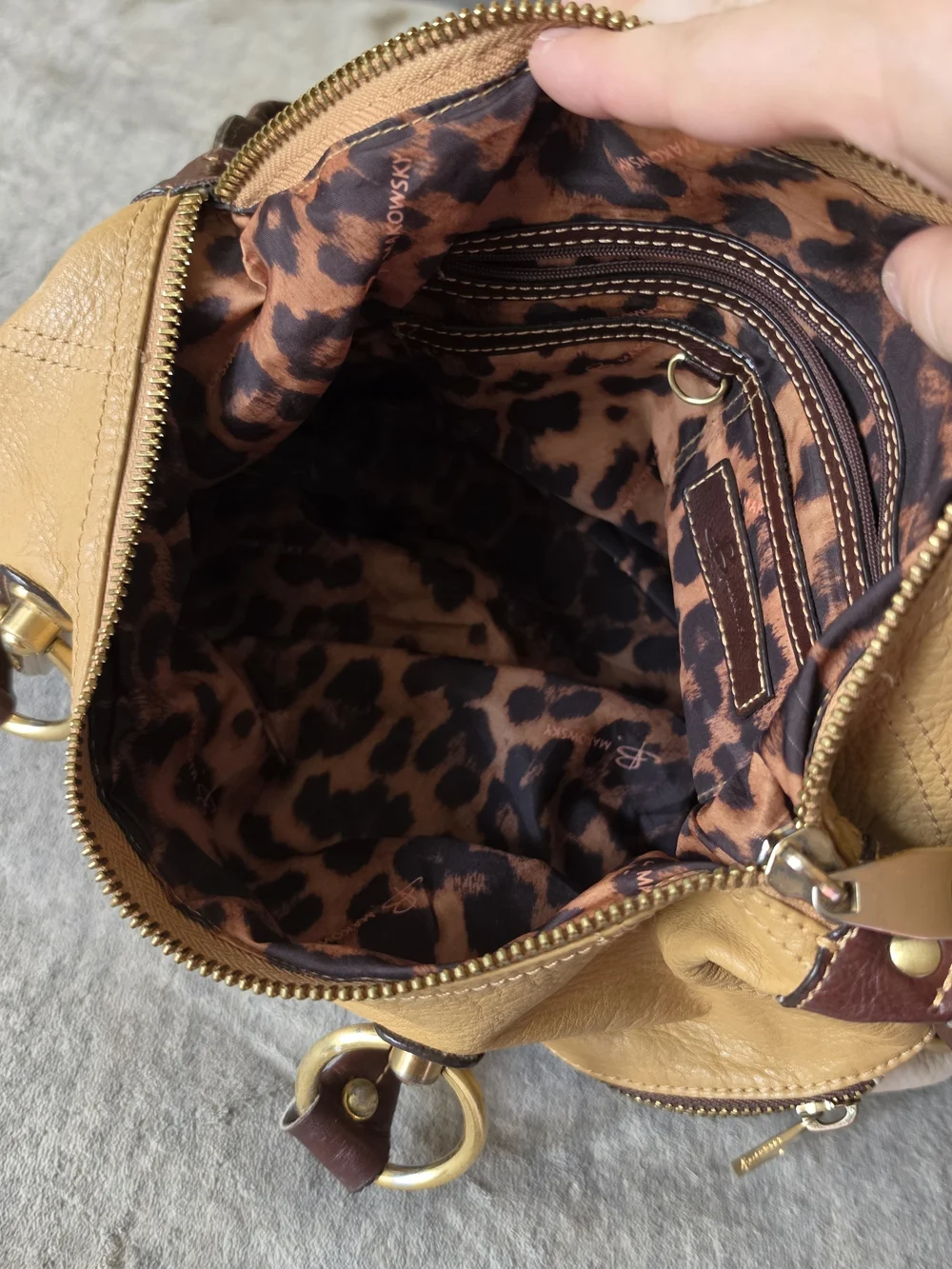 B. Makowsky Colorblock Leather Satchel cream, tan, brown Shoulder Bag